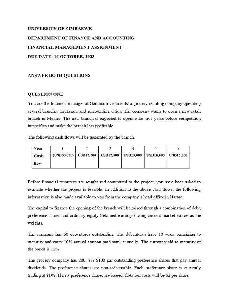 Financial Management Assignment | PDF | Preferred Stock | Dividend