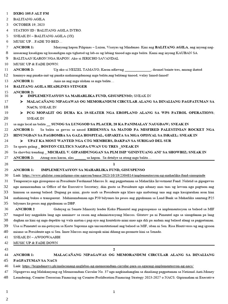 Script October 19,2023 PM | PDF