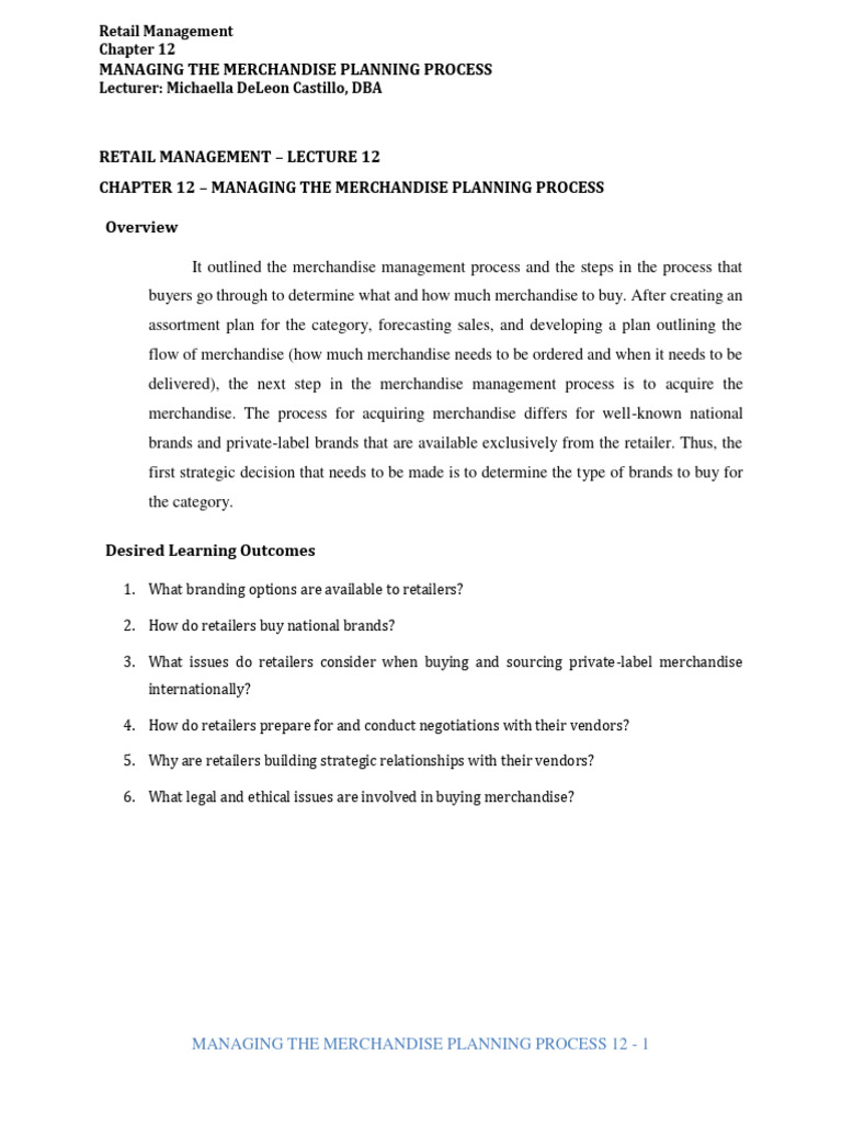 12 Retail Management Lecture Pdf