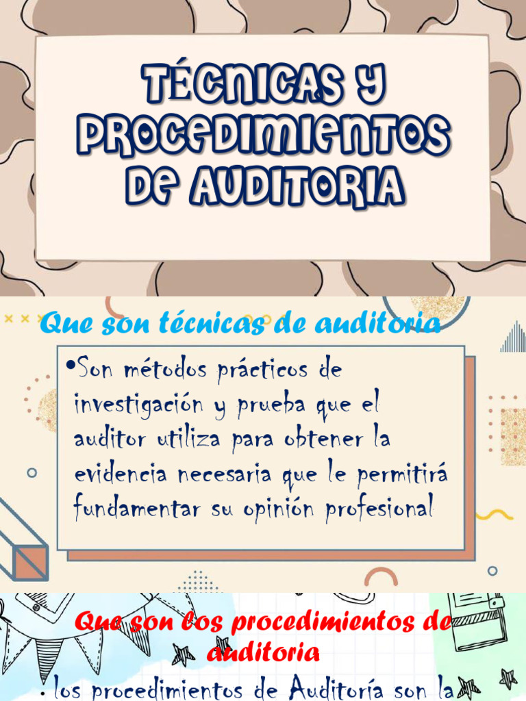 Técnicas y Procedimientos de Auditoria | PDF | Auditoría | Metodología ...