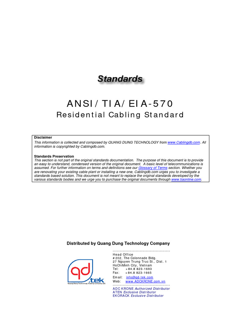 Cabling Standard - ANSI-TIA-EIA 570 - Residential Cabling Standard ...