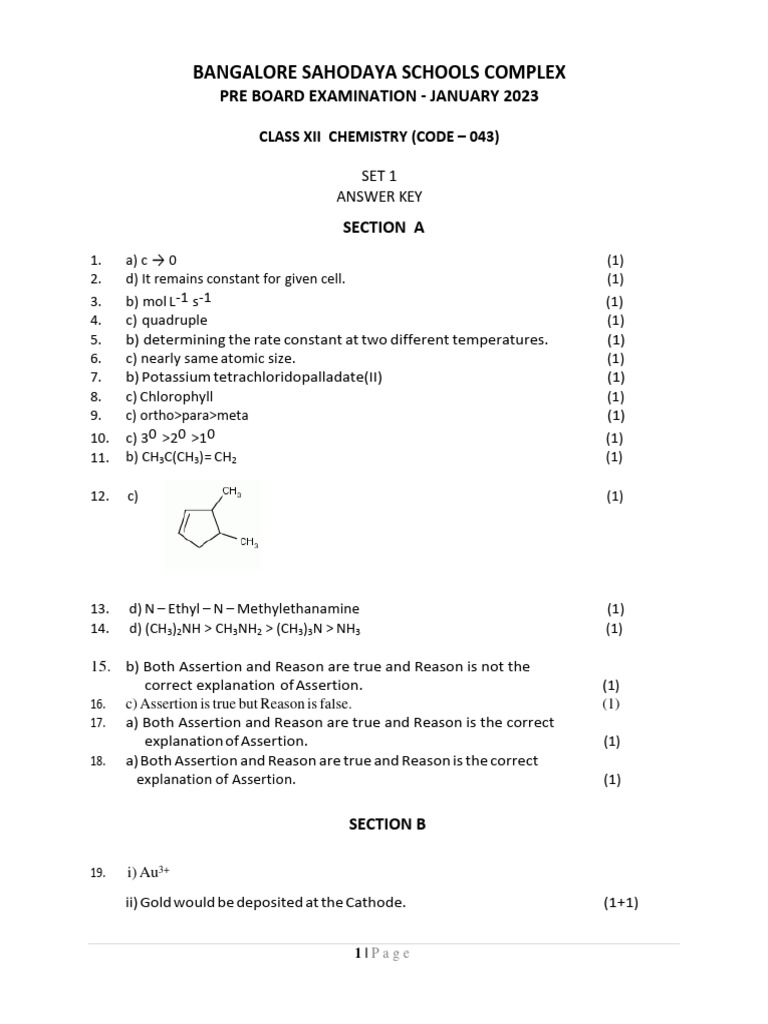 Class 12 Chemistry Answer Key 2023 | PDF | Ester | Acid