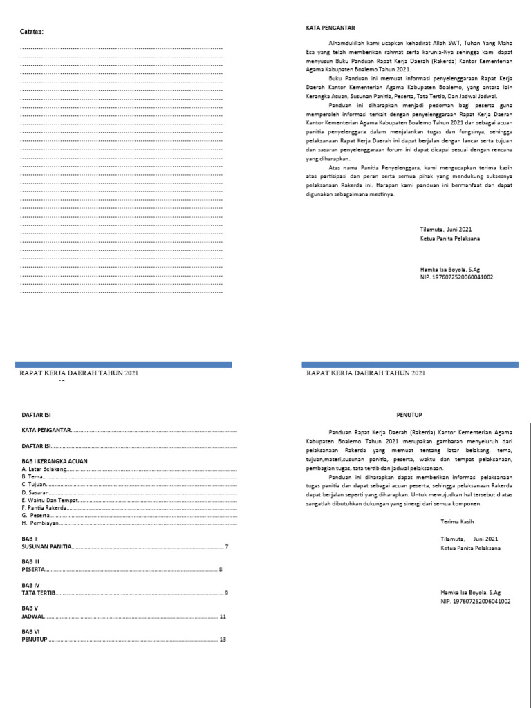 Panduan Rakerda Kemenag Boalemo 2021 | PDF