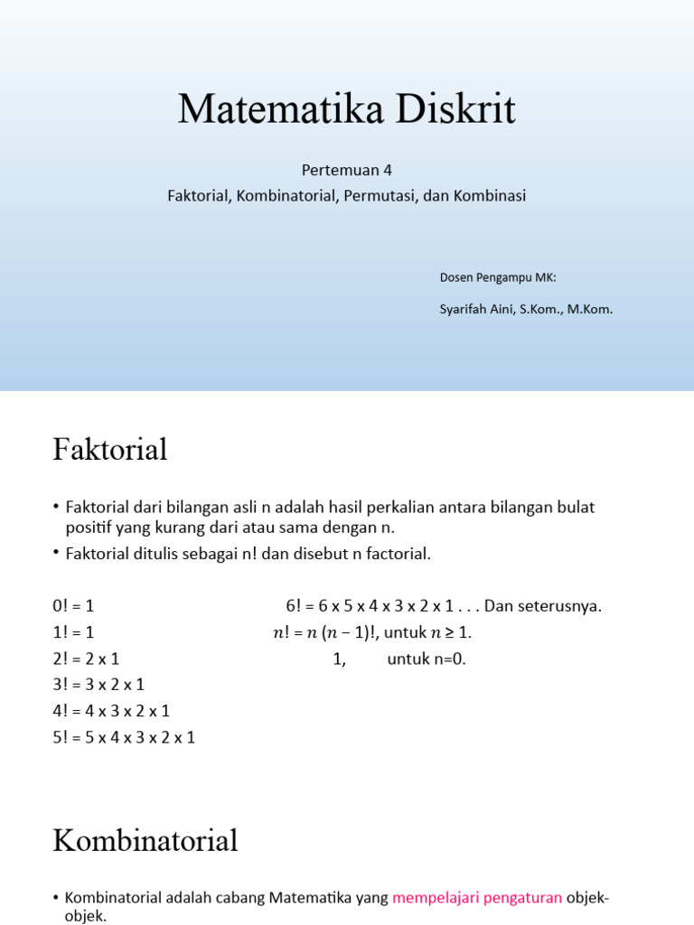 Pertemuan 4 - Permutasi Dan Kombinasi | PDF