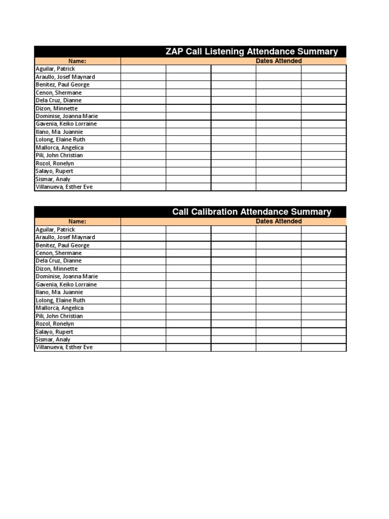 Call Attendance Summary Report | PDF