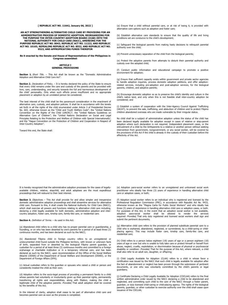 Ra 11642 | PDF | Adoption | Legal Guardian