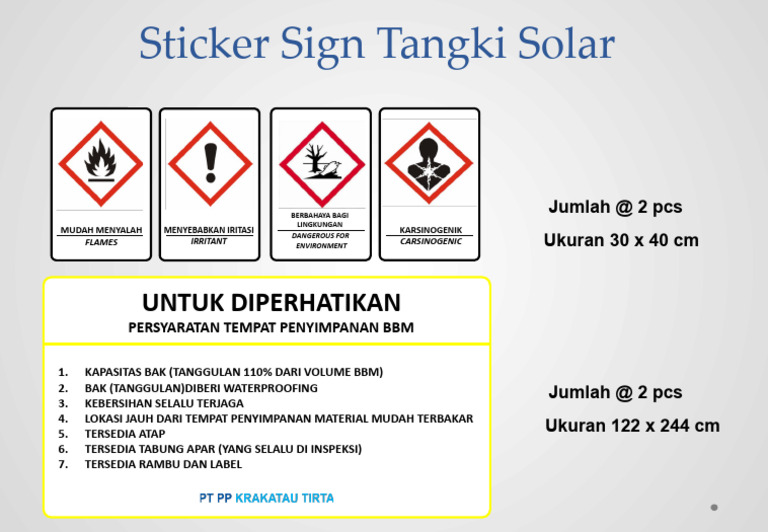 Sticker Rambu Tangki Solar | PDF