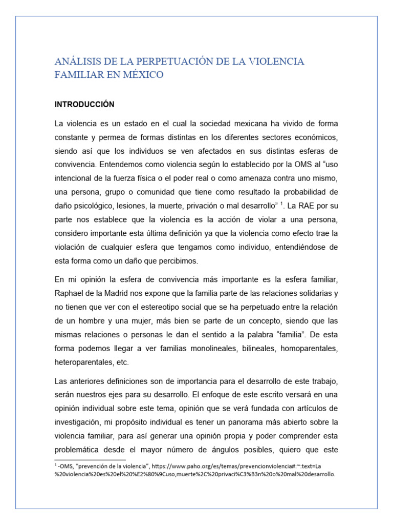Violencia Familiar en México: Análisis Actual | PDF | La violencia ...