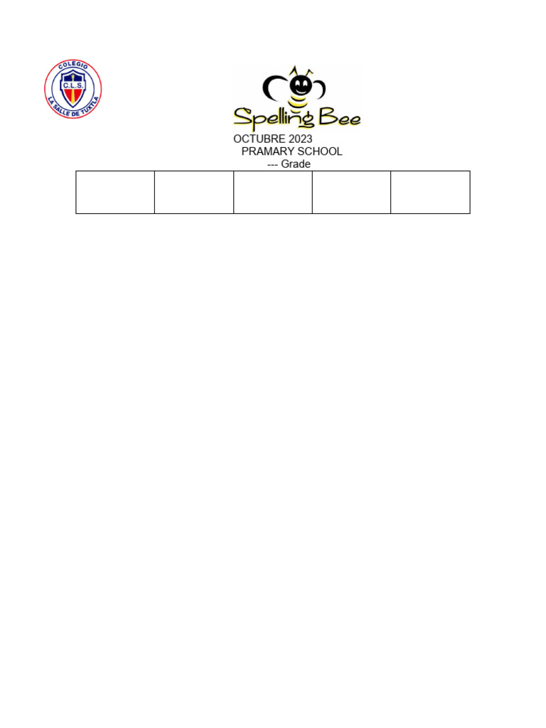 Spelling Bee List (Grado y Grupo) | PDF