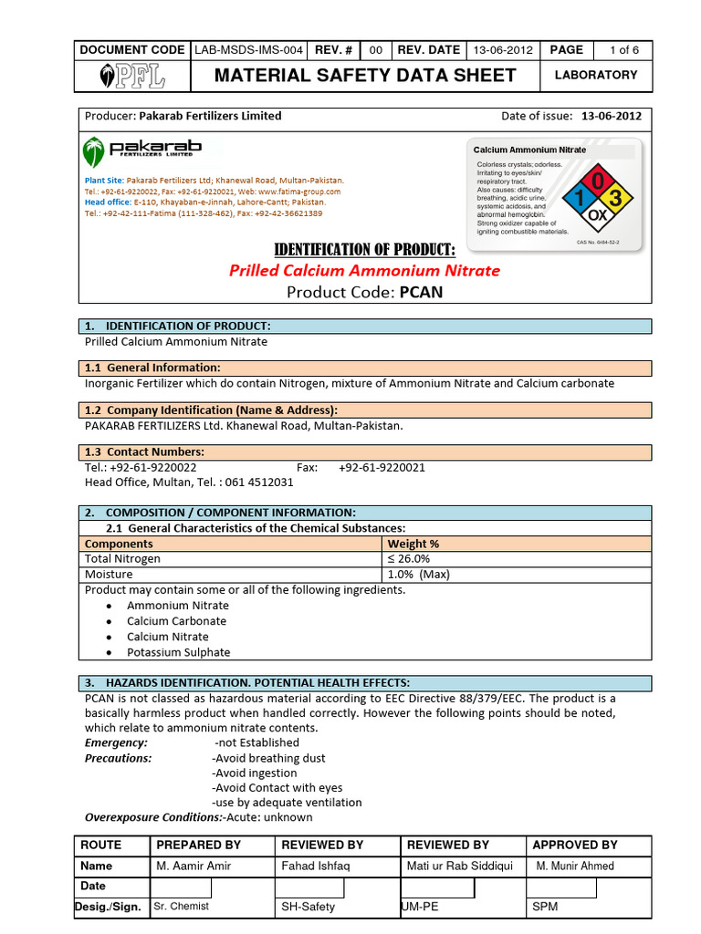 Lab MSDS Ims 004 PDF