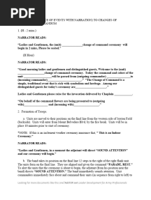 Script For The Change of Command Ceremony