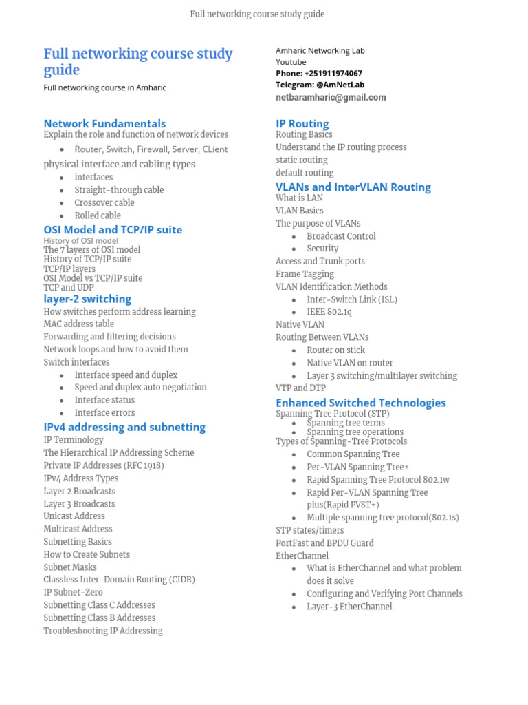 Networking study guide pdf