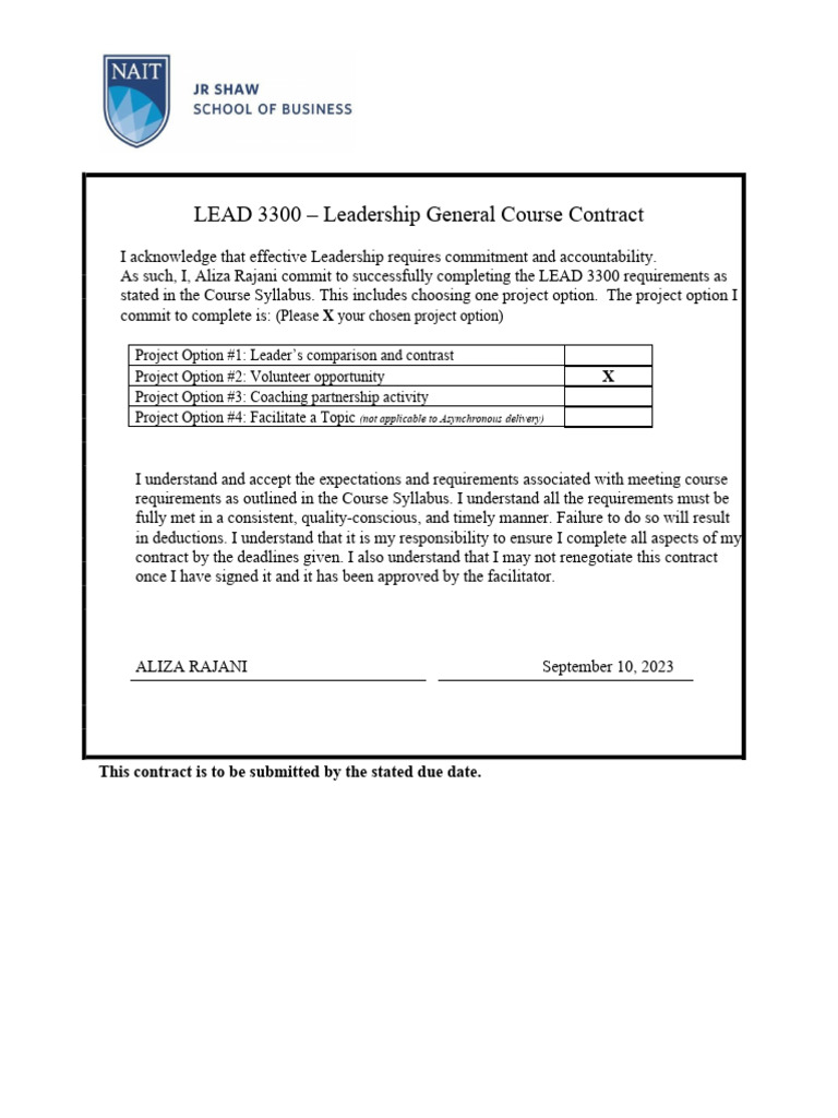Leadership Course Commitment | PDF | Career & Growth | Business