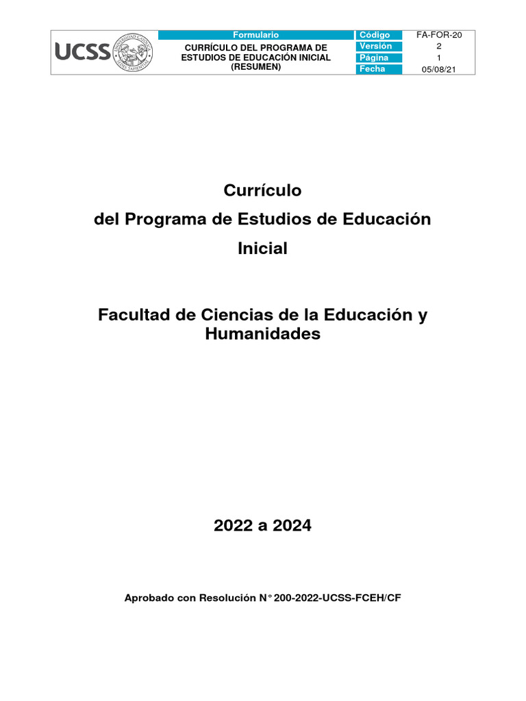 Currículo Educación Inicial 2022-2024 | PDF | Plan de estudios ...