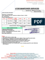 Quotation For Manpower Services: Sl. No. Categories Duty Hours Basic EPF ESI Rate S.C. @10% Total