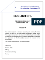 Grade 10 EHL Term 3 Revision Booklet - 2023