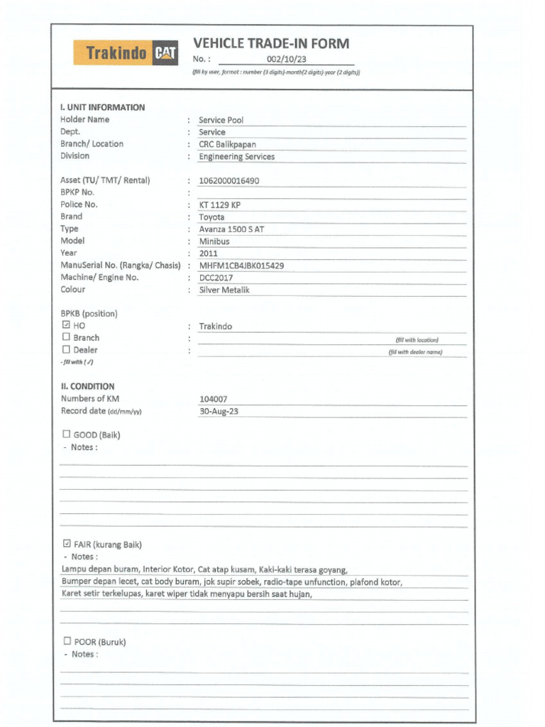Vehicle Trade in KT1129KP | PDF