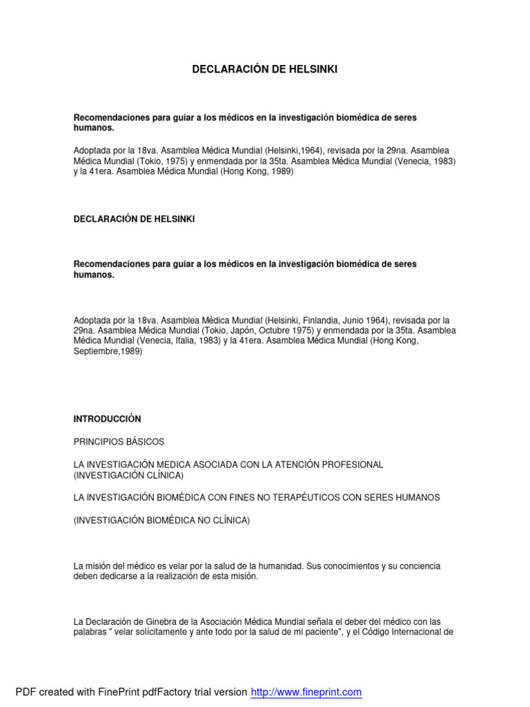 Declaracion De Helsinki 2024