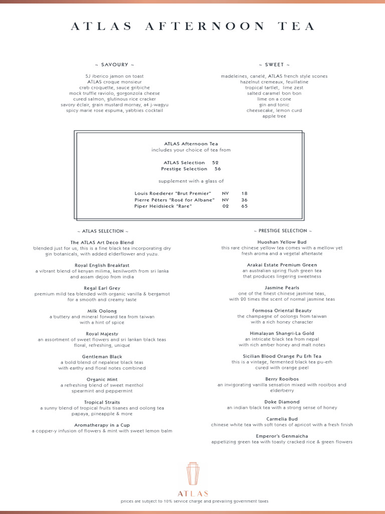 Atlas Afternoon Tea: Savoury Sweet | PDF | Tea | Food Ingredients