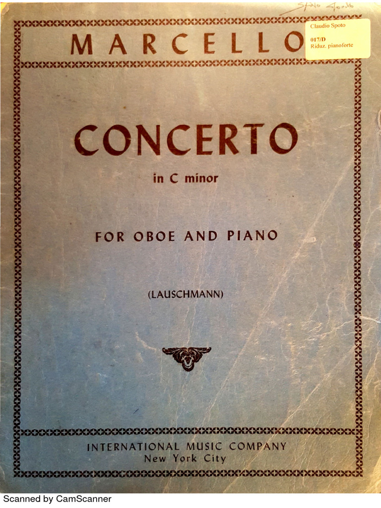 Marcello B. Concerto in C Minor For Oboe and String PDF