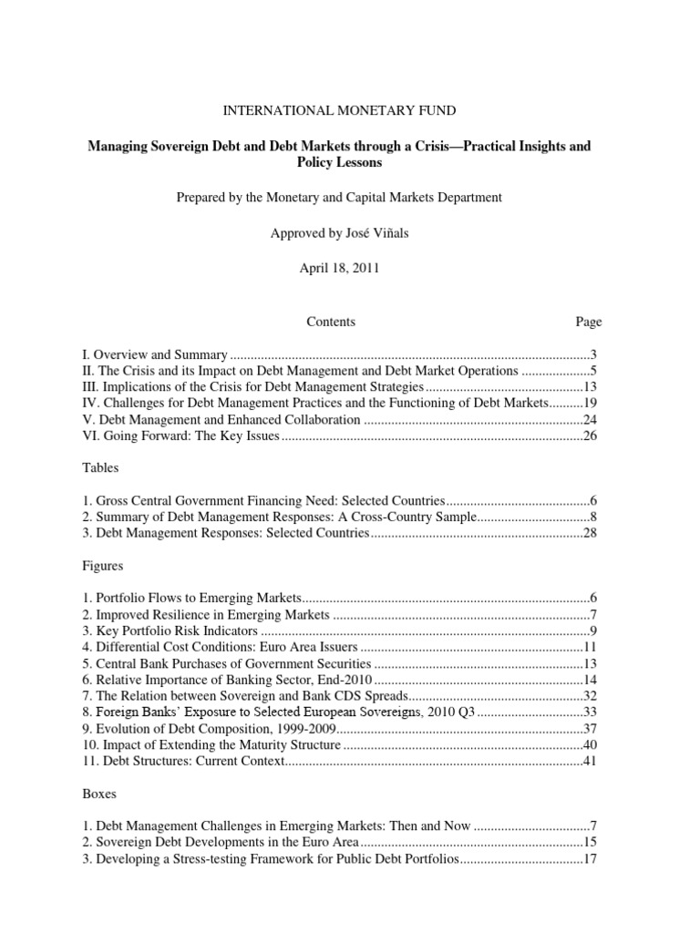 Managing sovereign debt and debt markets through a crisis practical