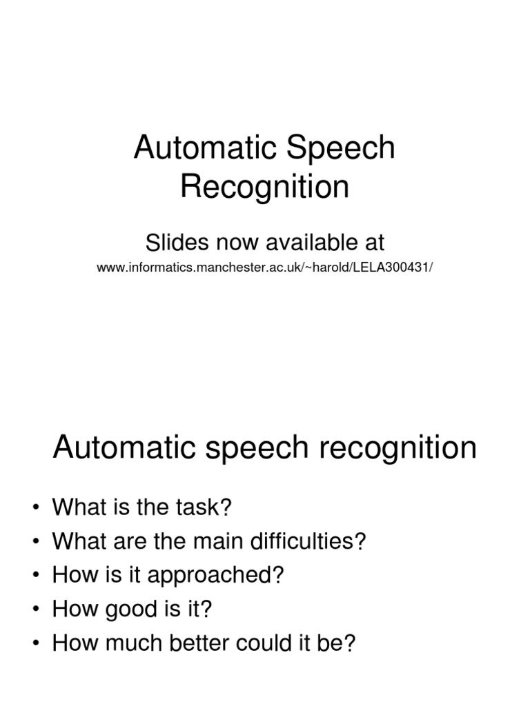 Automatic Speech Recognition | PDF