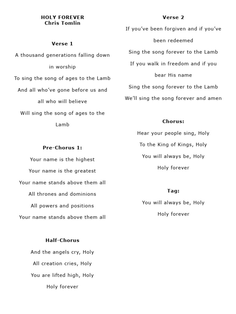 holy forever lyrics | pdf | poetry