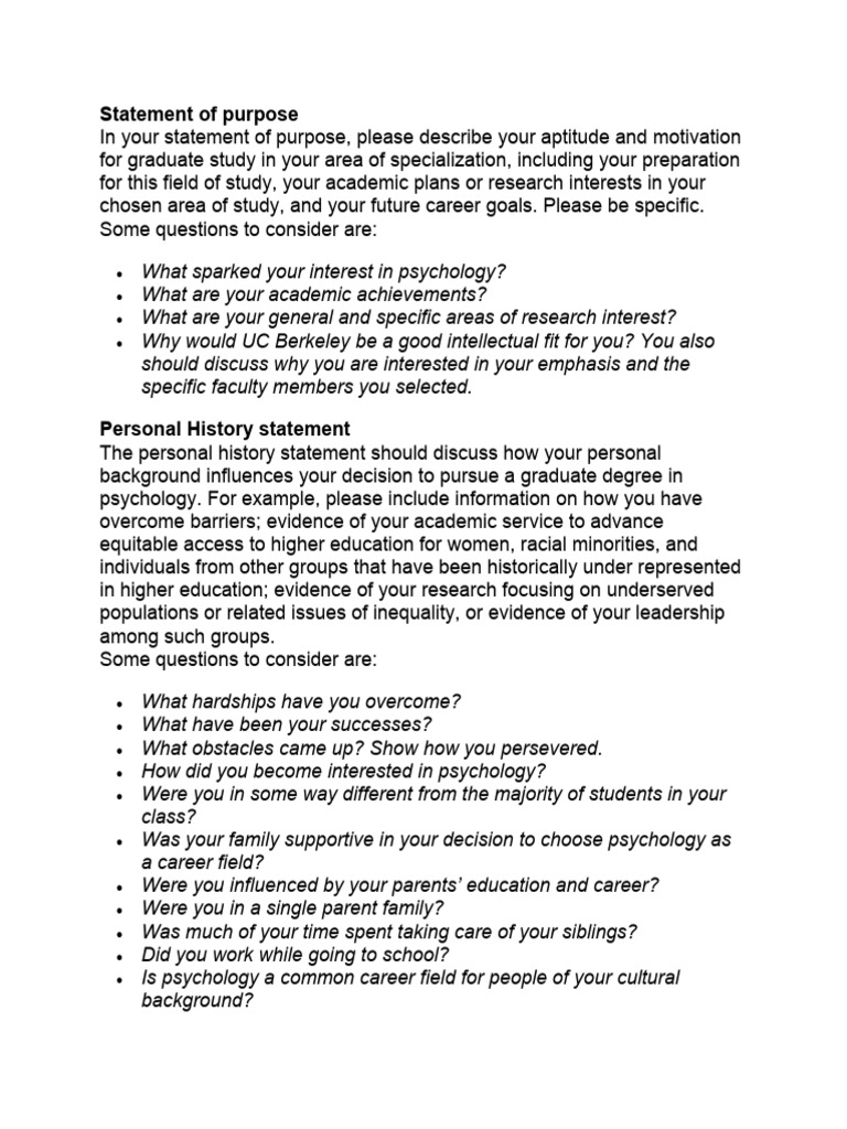UC Berkeley Statement Guidelines | PDF