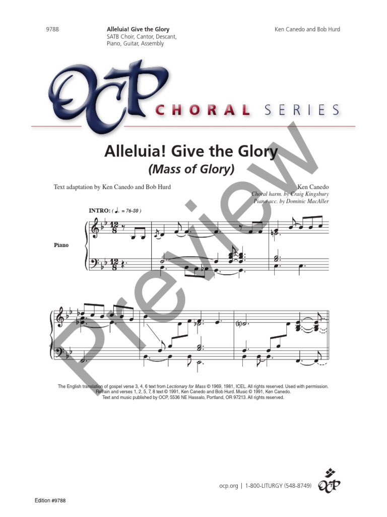 Preview alleluia give the glory pdf music based on the bible