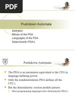 Pushdown Automata: Moves of The PDA Languages of The PDA Deterministic PDA's