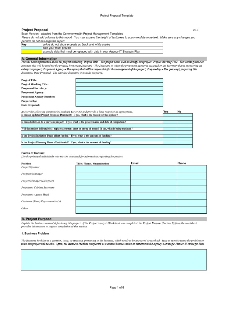 Project Proposal Excel Template v2.0 PDF