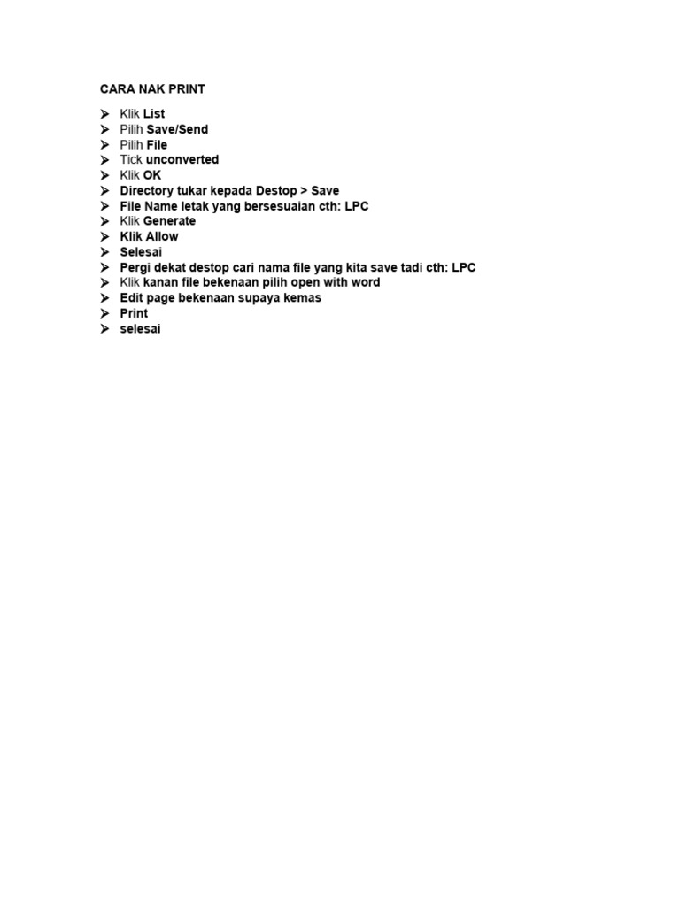Cara Nak Print | PDF