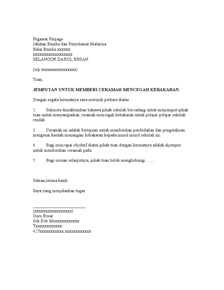 Contoh Surat Panggil Ceramah