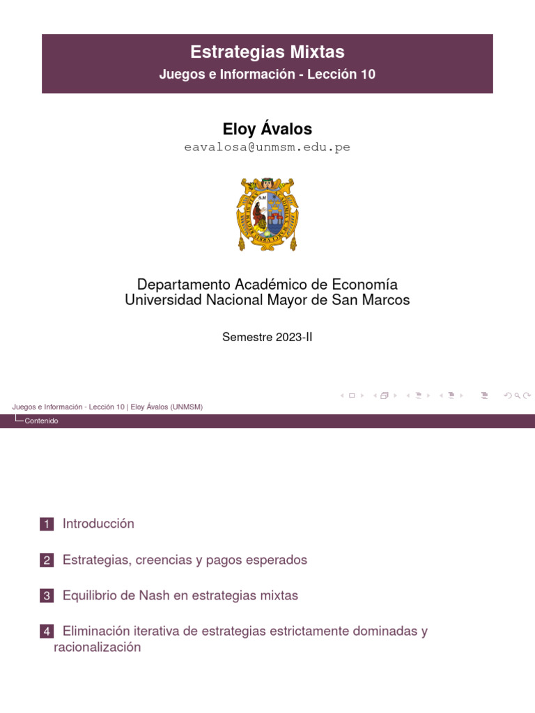 Estrategias Mixtas y Dominación Estricta | PDF | Matemáticas Aplicadas ...