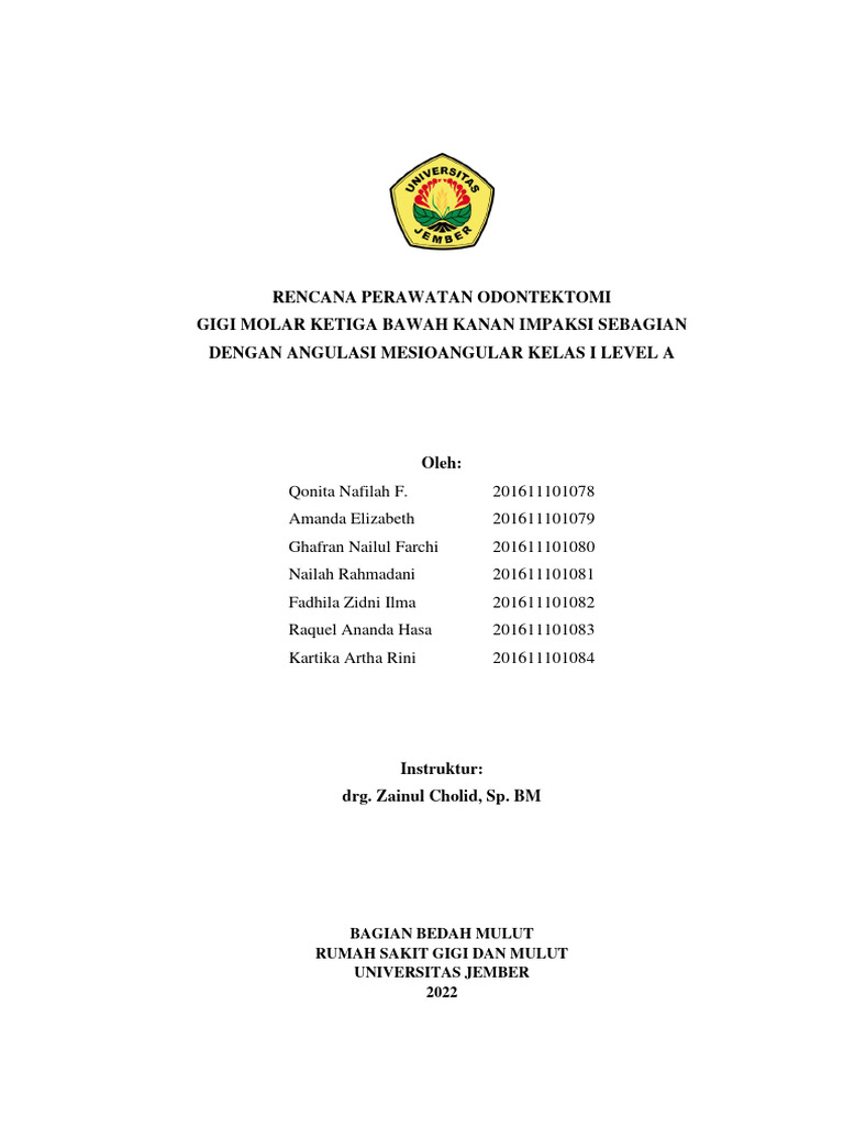 PROPOSAL ODONTEKTOMI 3A BAWAH Fixed | PDF