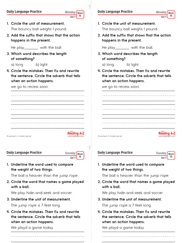 Measurement words weight activity sheets pdf