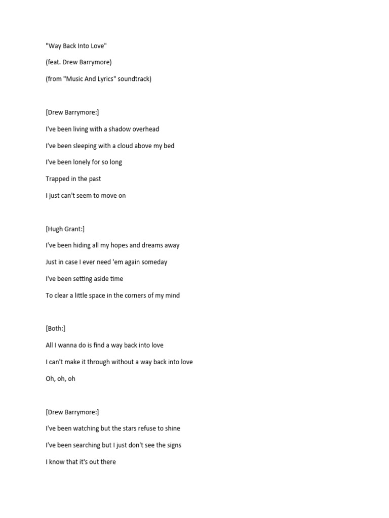 Way Back Into Love Lyrics | PDF