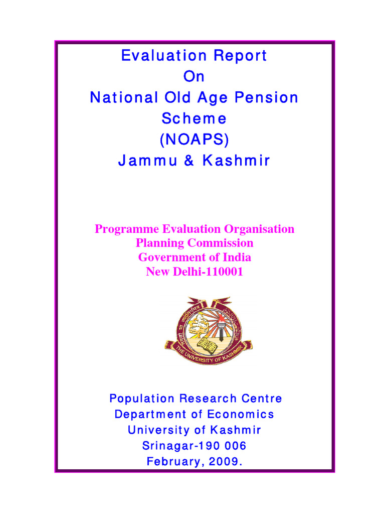 Evaluation Report On National Old Age Pension Scheme (NOAPS) Jammu and