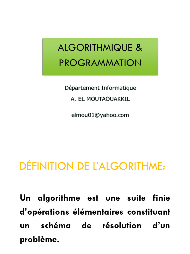 Introduction à l'Algorithmique et Programmation | PDF
