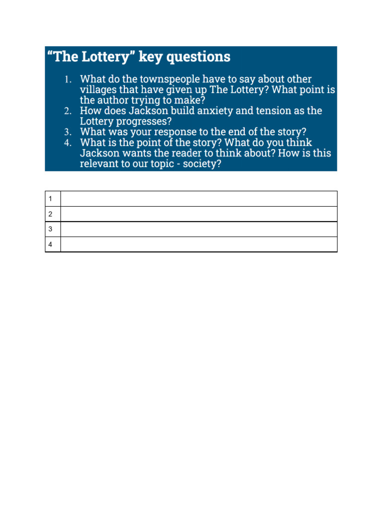 The Lottery Key Questions Part Two PDF