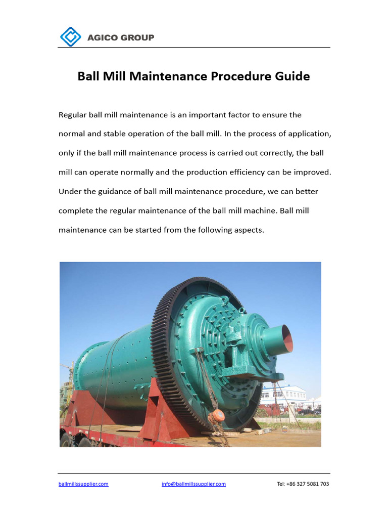 Ball Mill Maintenance PDF Bearing (Mechanical) Lubricant