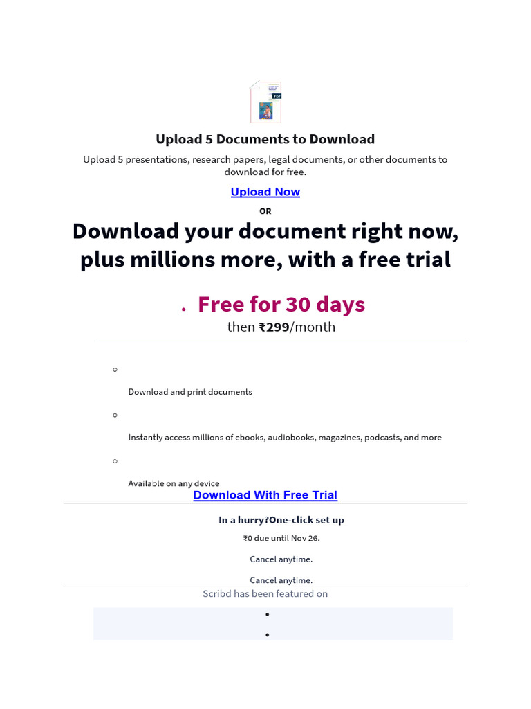 Your Document Right Now, Plus Millions More, With A Free Trial PDF