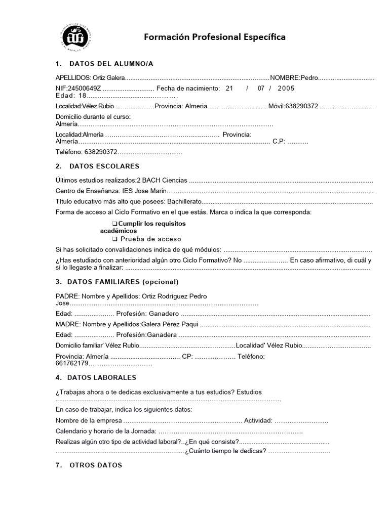 Ficha Del Alumno | PDF | Relaciones personales, crianza y desarrollo ...