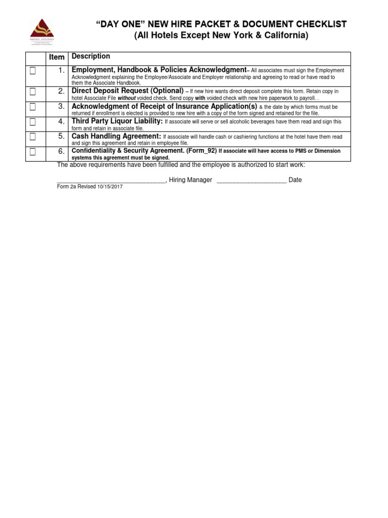 New Hire Packet & Document Checklist | PDF | Password | Information