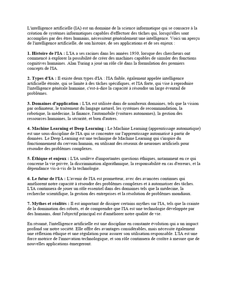 Comprendre l'intelligence artificielle | PDF | Intelligence ...