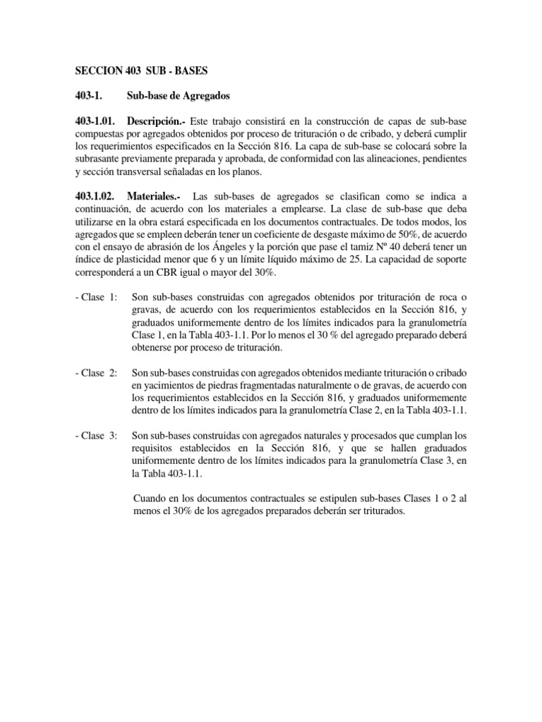 Clasificación de Sub-bases de Agregados | PDF | Ciencias fisicas