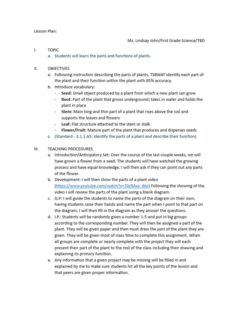 Plant Lesson Plan | PDF