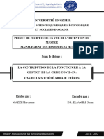 Pfe - La Contribution de La Fonction RH A - La Gestion de La Crise Covid-19 - Mazzi Marouane