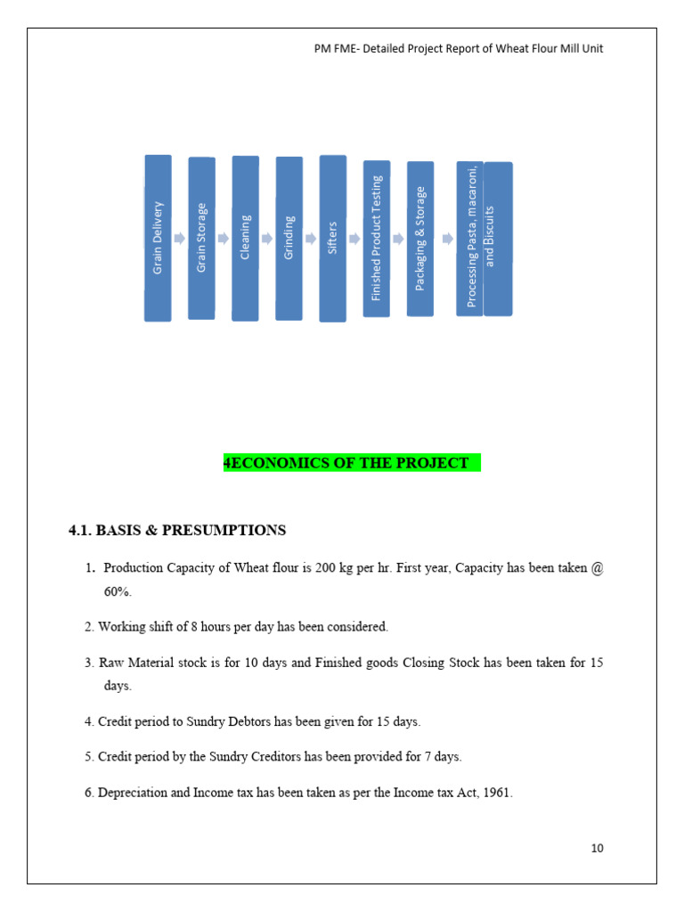 Detail Project Report of Wheat Flour Mill Unit 10 PDF