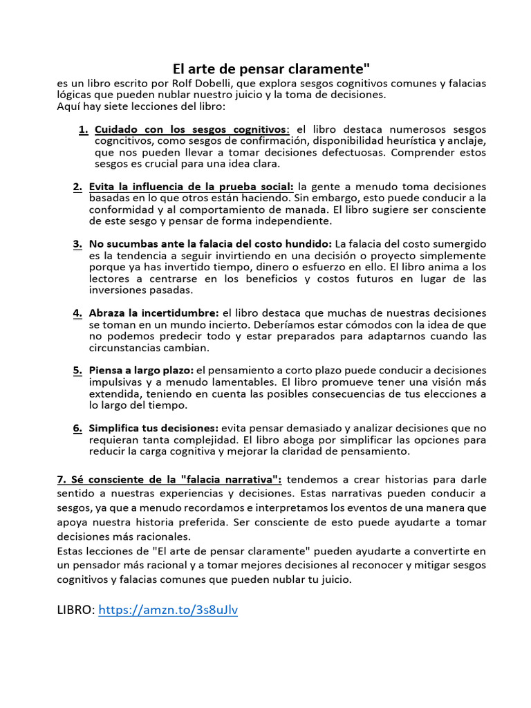 El Arte de Pensar Claramente PDF